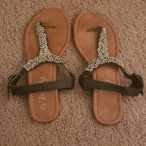 Black gem sandals